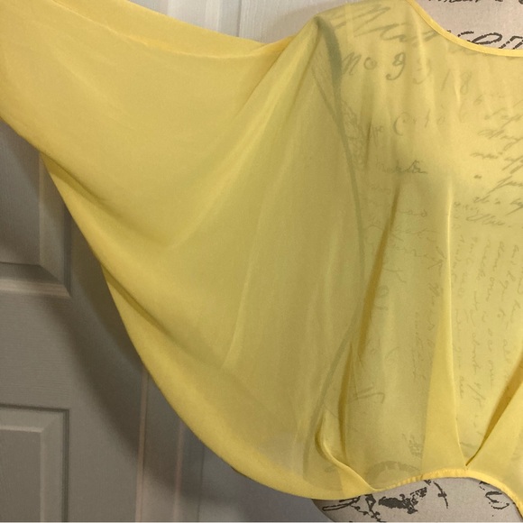 Bisou Bisou Sheer Cropped Wide Bell Sleeve Too - Picture 3 of 11